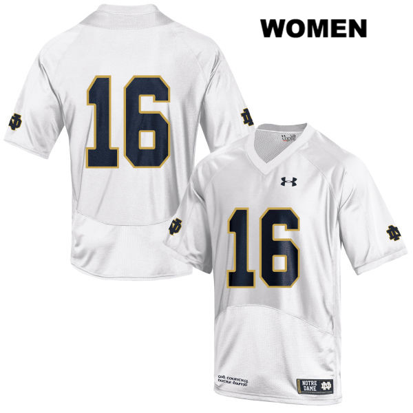 Women's NCAA Notre Dame Fighting Irish #16 Cameron Ekanayake Stitched College Under Armour Authentic White No Name Football Jersey OD10G74GA